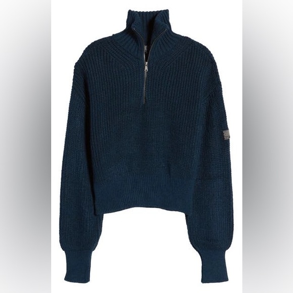 BDG URBAN OUTFITTERS HALF ZIP FISHERMAN SWEATER IN NAVY SIZE M - Picture 1 of 5
